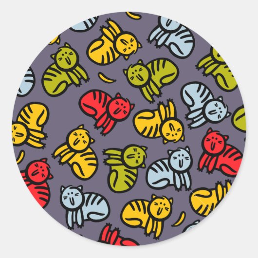 Katten en bananen ronde sticker (Voorkant)