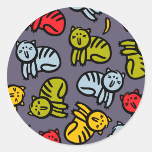 Katten en bananen ronde sticker