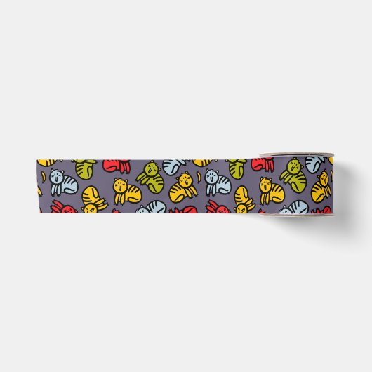 Katten en bananen satijnen lint (Voorkant)