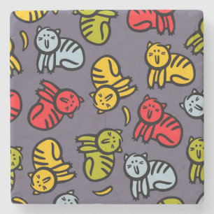 Katten en bananen stenen onderzetter