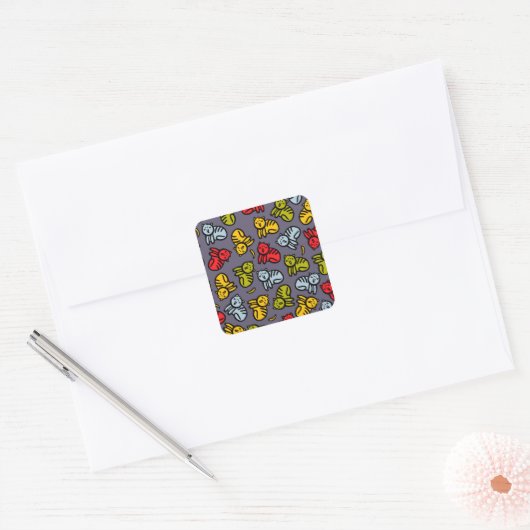 Katten en bananen vierkante sticker (Envelop)