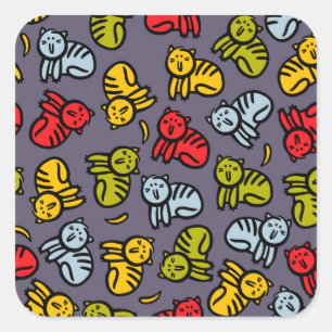 Katten en bananen vierkante sticker