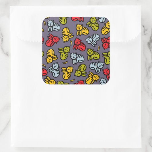 Katten en bananen vierkante sticker (Tas)