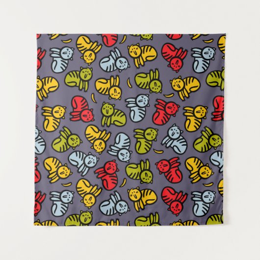 Katten en bananen wandkleed (Voorkant (horizontaal))