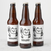 Katten en bier 1 bier etiket (Flessen)