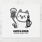 Katten en bier 1 bier etiket (Enkel label)