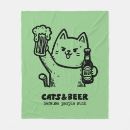 Katten en bier 1 fleece deken