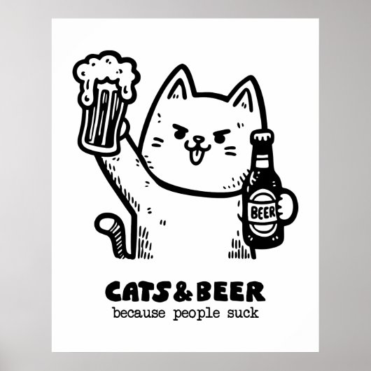 Katten en bier 1 poster (Voorkant)