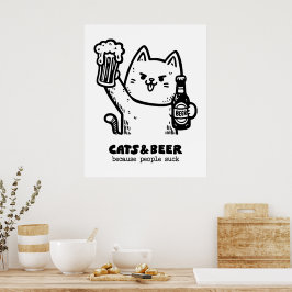 Katten en bier 1 poster