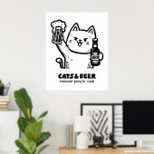 Katten en bier 1 poster (Thuiskantoor)