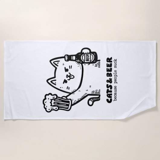 Katten en bier 1 strandlaken (Voorkant)