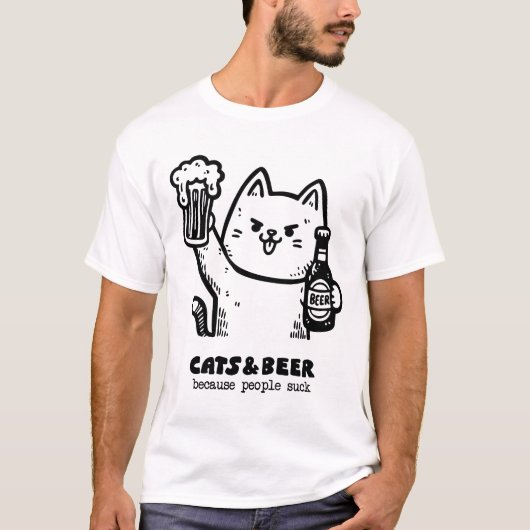 Katten en bier 1 t-shirt (Voorkant)