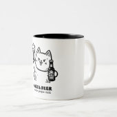 Katten en bier 1 tweekleurige koffiemok (Voorkant rechts)