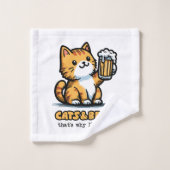 Katten en bier 2 bad handdoek (Wasdoekje)
