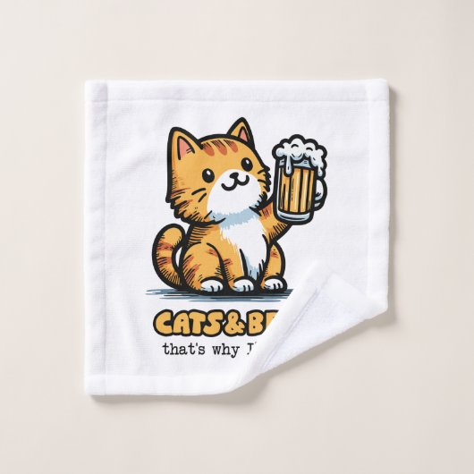Katten en bier 2 bad handdoek (Wasdoekje)