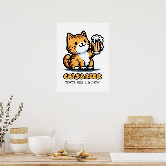 Katten en bier 2 poster (Keuken)