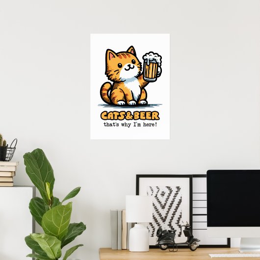 Katten en bier 2 poster (Thuiskantoor)