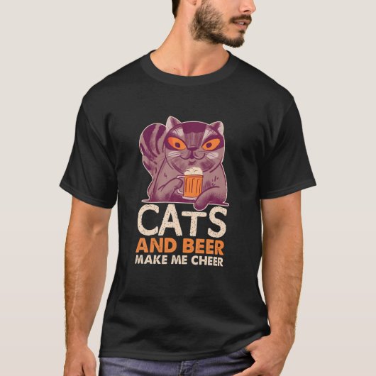 Katten en bier t-shirt (Voorkant)