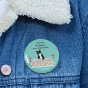 Katten en biggen zijn meer dan mensen die een lief ronde button 5,7 cm