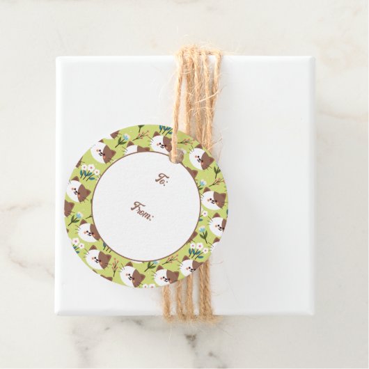 Katten en bloemen bedankjes labels (In situ)