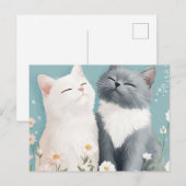 Katten en bloemen briefkaart (Voorkant / Achterkant)