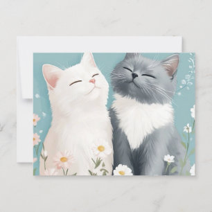 Katten en bloemen briefkaart