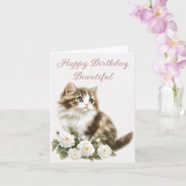 Katten en Bloemen Gefeliciteerd met je Verjaardag Kaart