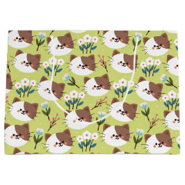 Katten en bloemen groot cadeauzakje