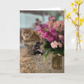 Katten en bloemen kaart (Gele Bloem)