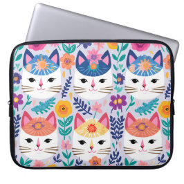 Katten en bloemen laptop sleeve