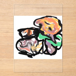 Katten en bloemen leuk acryl uitnodigingen