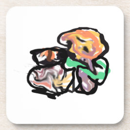 Katten en bloemen leuk bier onderzetter