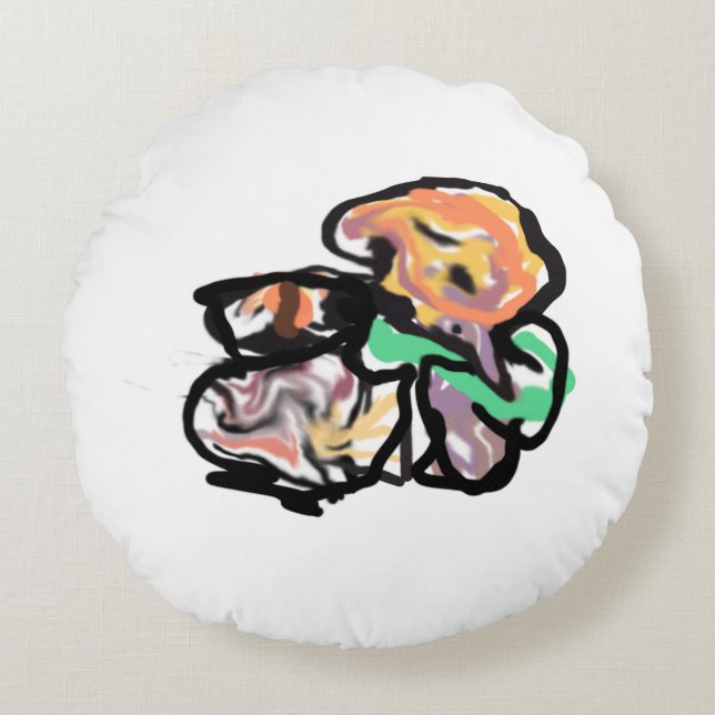 Katten en bloemen leuk rond kussen (Voorkant)