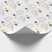 Katten en bloemen op wit cadeaupapier (Hoek)