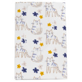 Katten en bloemen op wit medium cadeauzakje (Voorkant)