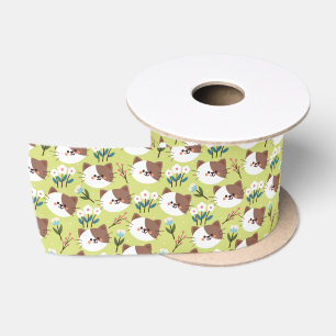 Katten en bloemen satijnen lint