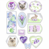 Katten en bloemen Stickers voor Pasen en Lente (Voorkant)