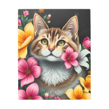 Katten- en bloemenkunst metalen print