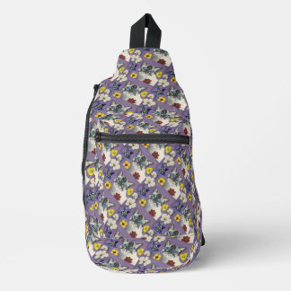 Katten- en bloemenprint gesneden naai sling tas