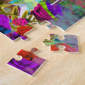 Katten- en bloemenpuzzel legpuzzel (Zijkant)