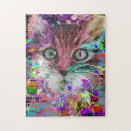 Katten- en bloemenpuzzel legpuzzel