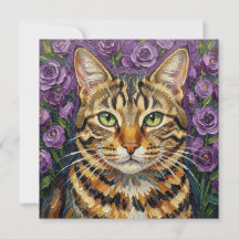 Katten- en bloemmotief | Schattige artistieke kat