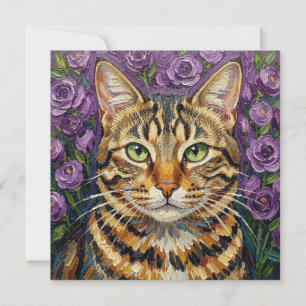 Katten- en bloemmotief   Schattige artistieke kat 