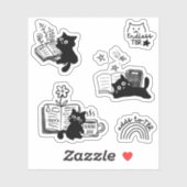 Katten en boeken Dierlijke Doodles Schattigee Book Sticker (Vel)