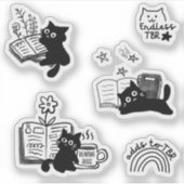 Katten en boeken Dierlijke Doodles Schattigee Book Sticker (Voorkant)