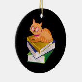 Katten en boeken keramisch ornament (Rechts)
