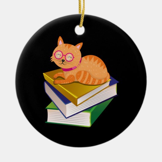 Katten en boeken keramisch ornament (Voorkant)