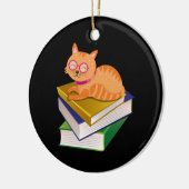 Katten en boeken keramisch ornament (Links)