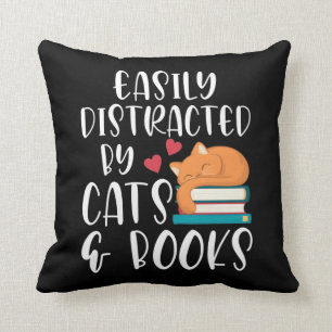 Katten en boeken Lover Kat verslaafd aan boekworm Kussen