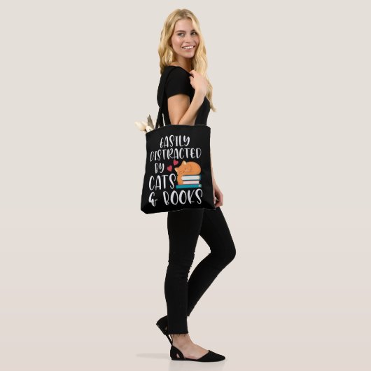 Katten en boeken Lover Kat verslaafd aan boekworm Tote Bag (Op model)